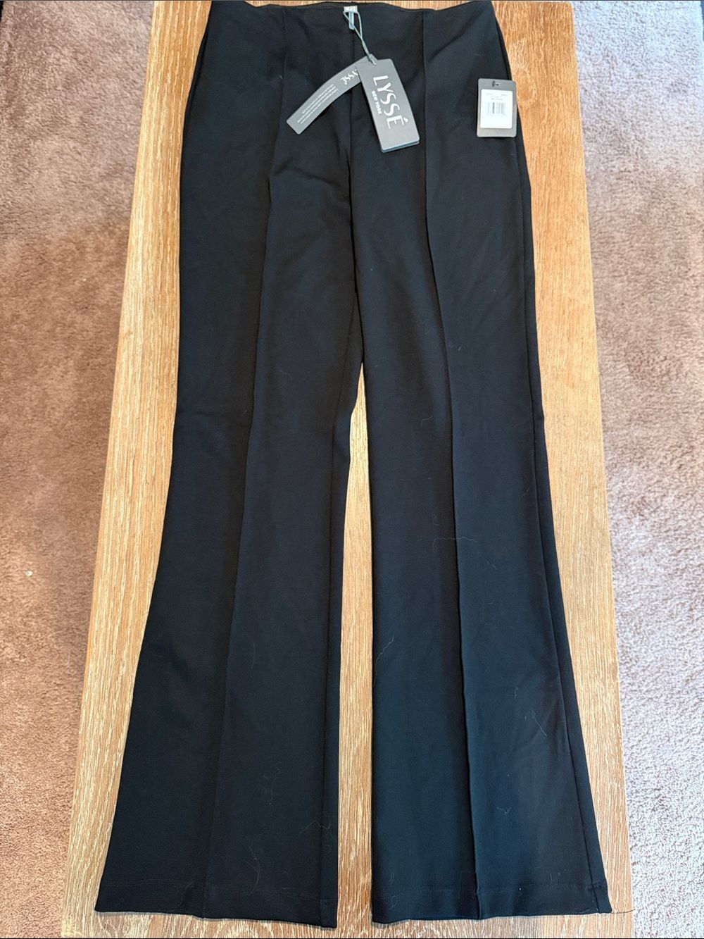 Lyssé Elysse Wide Leg Ponte Pants Black Size L Style 2288 Smooth Waist NWT